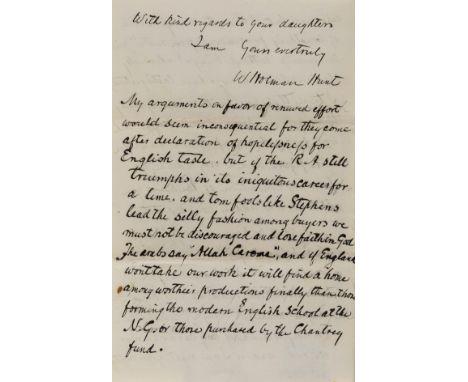 Hunt (William Holman, painter, 18271910) 8 Autograph Letters signed to William Linnell (1826-1906 painter), 21pp. &amp; 1 env