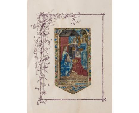 Book of Hours.- Single leaf from an illuminated Book of Hours with miniature depicting the Adoration of the Magi, manuscript 