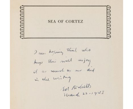 Steinbeck (John) and Edward F. Ricketts. Sea of Cortez: A Leisurely Journal of Travel and Research, first edition, signed ins