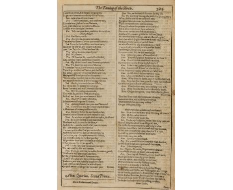 Shakespeare (William) The Taming of the Shrew, single leaf extracted from the first folio, pp.223-224, double column, minor r