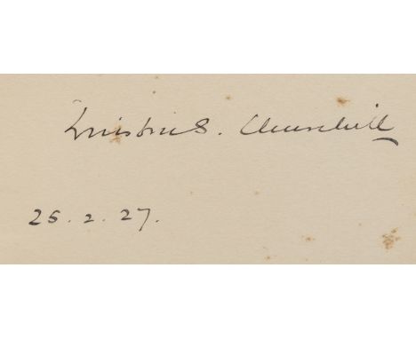 Churchill (Winston S.) The World Crisis 1916-1918, 2 vol., first edition, signed by the author dated 25.2.27 on front free en