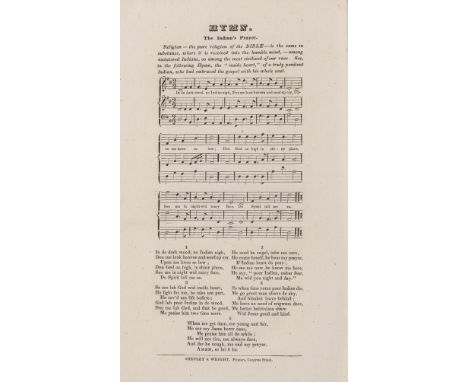 America.- Native Americans.- [Apess (William)] Hymn. The Indian's Prayer, first separate edition, broadside, 223 x 135mm., li