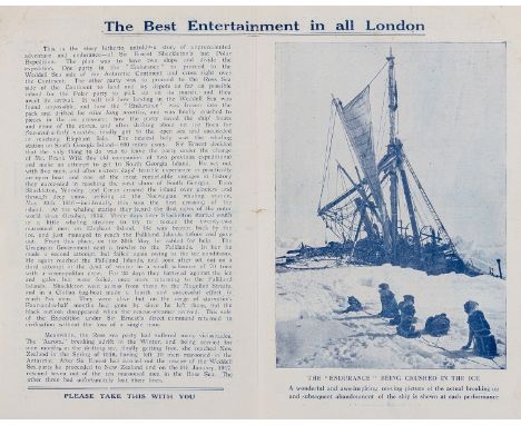 Polar.- Shackleton (Ernest H.) Sir Ernest Shackleton will show for the first time the Marvellous Moving Pictures, and will te
