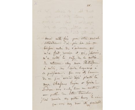 Berlioz (Hector, composer, 1803-69) Autograph Letter signed to [Pauline Viardot], 2pp. with conjugate blank, in French, 8vo, 
