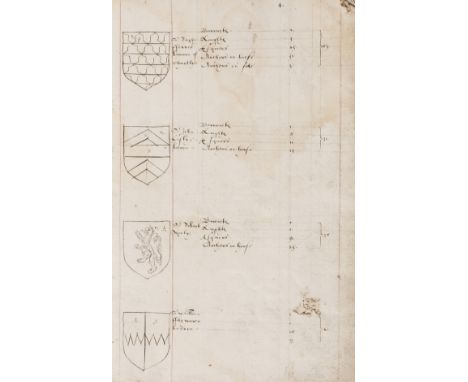 First Calais Roll.- [Wetewang (Walter de, treasurer of the household of Edward III)] Coates of Armes [of] severall noblemen i