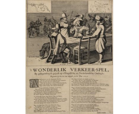 Broadside.- Backgammon.- Wonderlik Verkeer-Spel, 430 x 310mm., text in double-column, large engraved illustration to head dep