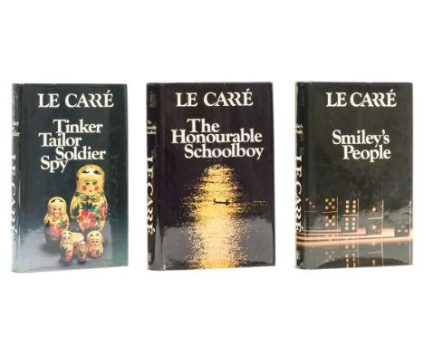 Le Carré (John) [The Karla Trilogy], 3 vol., comprising Tinker Tailor Soldier Spy, cut signature of Alec Guinness to title, j