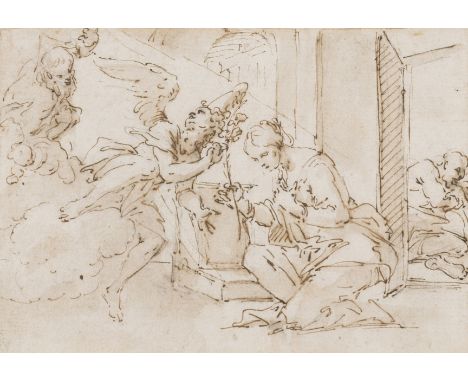 Rovere, called Il Fiammenghino (Giovanni Battista della, 1561-1627), Follower of. The Annunciation, pen and brownish-black in