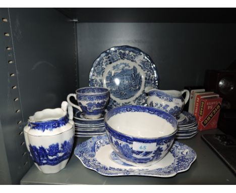 A selection of blue and white wear ceramics including Clifton and Spode