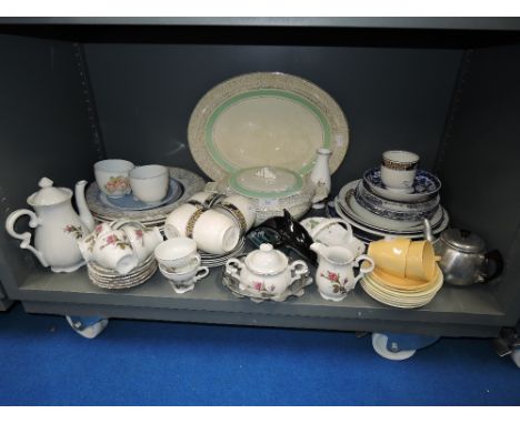 A selection of ceramics including Midwinter deco style platter and tureen