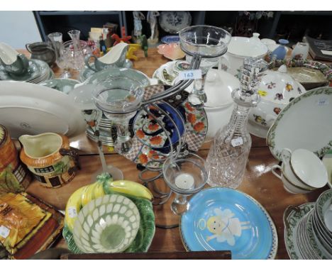 A selection of glass wares and similar ceramic display plates