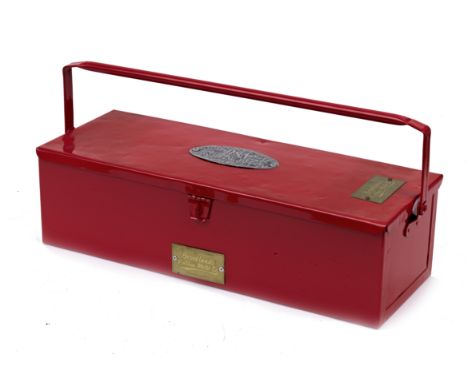 A BSA Service Tools tool-box,steel tool box re-painted bright red, restored by Brooklands Vintage Motor Co. of Walton-on-Tham