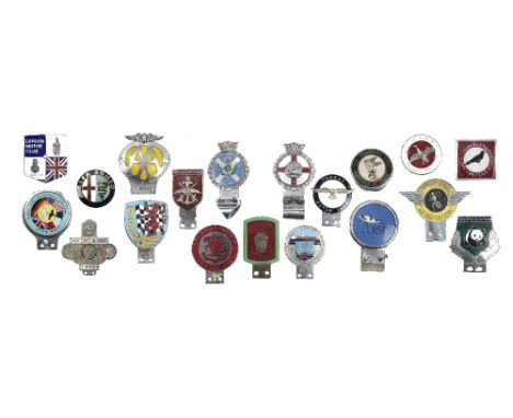 Assorted motoring badges,including Gaunt enamel badges for England and Scotland; Hadrian Paints (loss or enamel to lower edge
