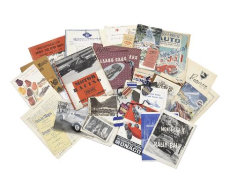 A collection of motor racing programmes, some with related ephemera,including Maloja-Bergrennen 1946, Maloja-Bergrennen 1947 