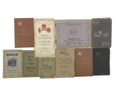 Assorted early Lancia &amp; Co. sales and technical literature, 1910-20s,comprising a 1910 Lancia Light Cars parts list, Ital