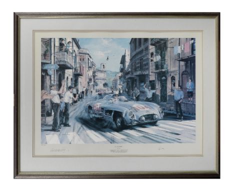 'Sicilian Magic' after Nicholas Watts, signed by Stirling Moss,limited edition print number 80/500, 51 x 71cm, (colours sligh