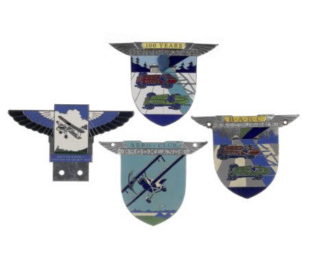 A pre-War Brooklands Aero-Club enamel badge and three other Brooklands badges,the Aero-Club badge by Spencer of London, ename