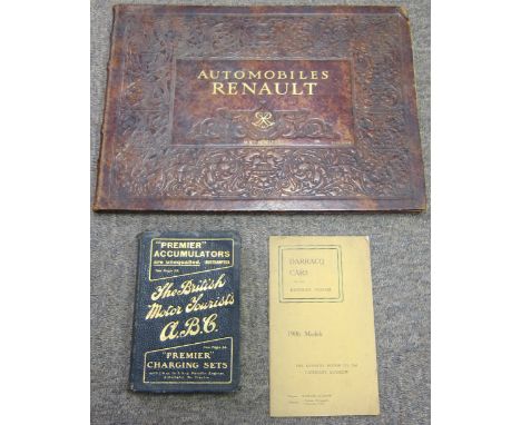A deluxe Renault sales catalogue, circa 1910,with embossed leather cover with gilt lettering M. Mrs Bebeli &amp; Cie Toulouse