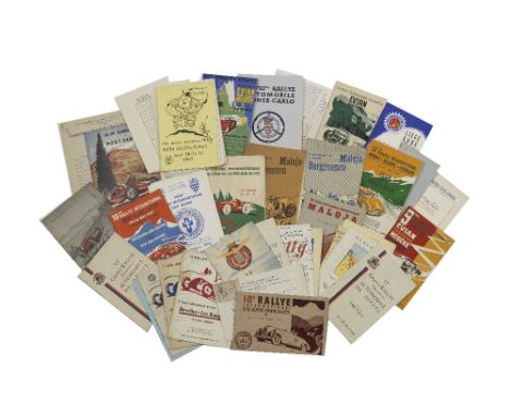 A collection of rally programmes,many for events driven by Goff Imhof for Allard, including Mont Ventoux 1949 with entry form