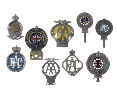 Assorted RAC and AA badges,including two RAC associate badges (enamel chipped), two small RAC associate badges and others (va