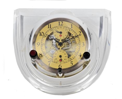 A Jaeger Le Coultre 8-day 'time-of-trip' clock, Swiss made movement for the Jaeger Watch Co of New York,the exhibition timepi