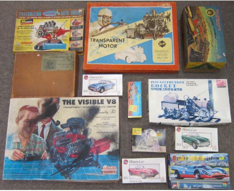 A quantity of toys and model kits,boxed, including 'Working Model of 4 Cylinder Petrol Engine' by The Car Illustrated with le