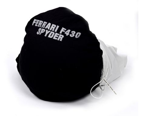 A car cover for Ferrari F430 Spyder, by Classic Additions,black acrylic, cotton, polyester and mixed fibres, with grey piping