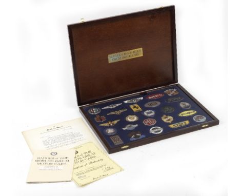 A cased display set of 'Badges of the World's Great Motor Cars', by Danbury Mint,set number 210, comprising 25 motor car embl