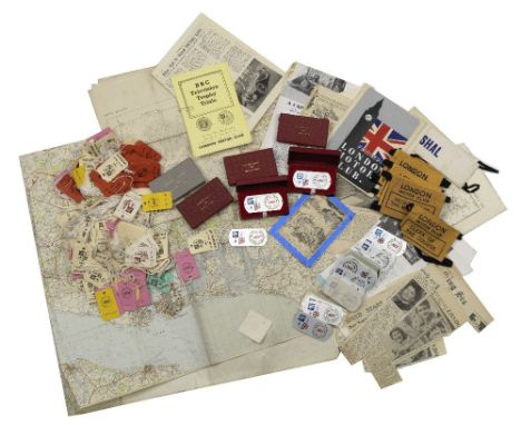 Assorted London Motor Club Rally souvenir Awards,1952-55, printed metal plates, some in presentation boxes;  together with an