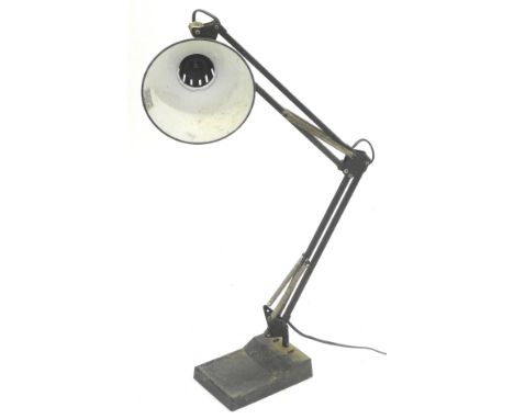 A vintage Anglepoise lamp, in black on metal adjustable stand and shaped base, the base 19cm wide.