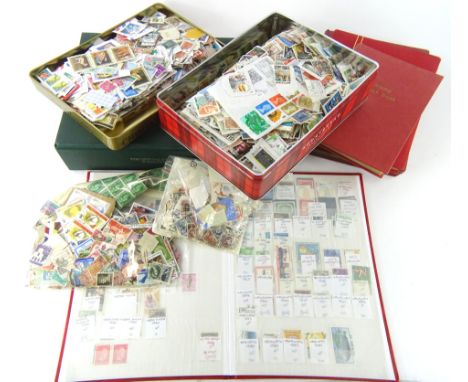 Various stamps, philately and related ephemera.  A World Wildlife first day cover set, 1976, a red stock album containing var