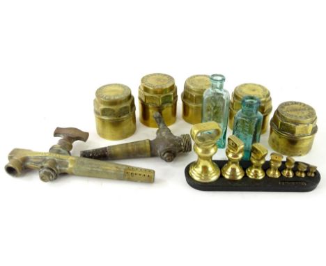 Various brassware, a quantity of taps, to include one marked Canto with articulated top, 13cm high, 23cm wide, various vintag