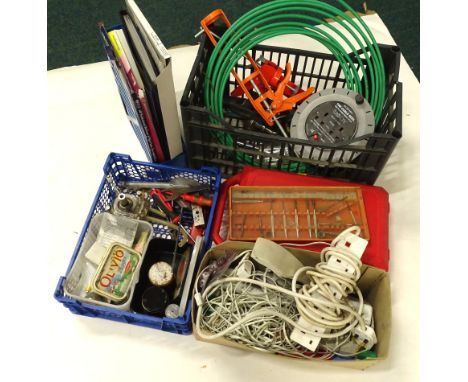 A hand pump, various tool bits, fittings, accessories, etc., an Airtron instrument sign (a quantity).