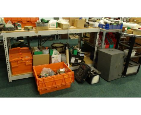 A racking table with two sections, 94cm high, 178cm wide, 67cm deep, and a three sectional racking shelf (2). *Please note al