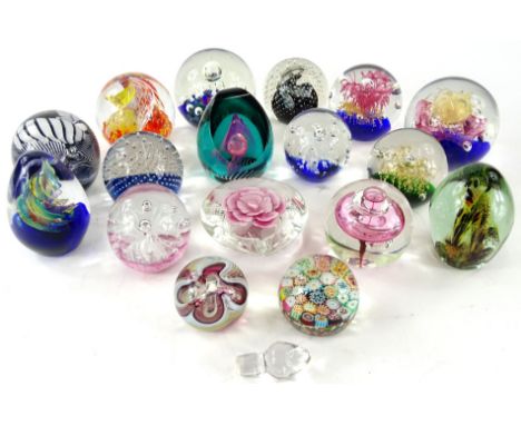 Various paperweights, Caithness H51705, cauldron, 7cm high, a quantity of various others, Millefiori type, other Caithness Po
