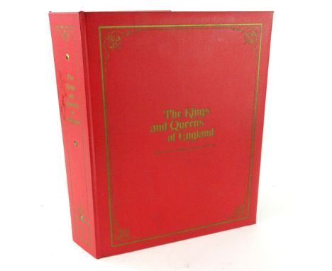 A first edition Kings &amp; Queens of England sterling silver proof album set, containing King and Queen medallions with asso