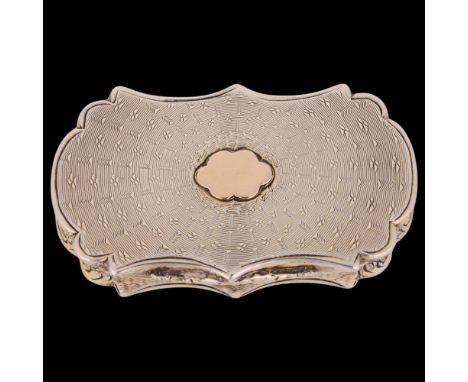 NATHANIEL MILLS - an early Victorian silver-gilt vinaigrette, Birmingham 1846, shaped rectangular form with allover engine tu