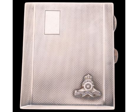 MILITARY INTEREST - a George VI silver "Royal Artillery" cigarette case, Mayes, Mills & Co, Birmingham 1938, rectangular form
