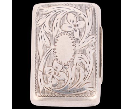 A William IV silver vinaigrette, Francis Clarke, Birmingham 1835, rectangular form with bright-cut engraved floral decoration