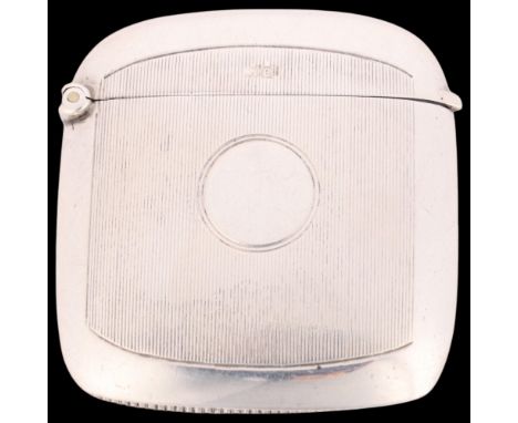 An Edwardian silver slimline Vesta case, A& J Zimmerman, Birmingham 1904, flattened square form with engine turned decoration