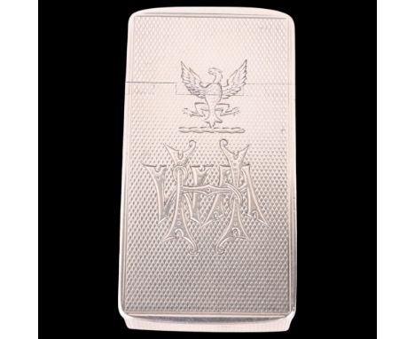 A Victorian silver combination Vesta case/cigar cutter, maker AB, London 1866, rectangular form with allover engine turned de