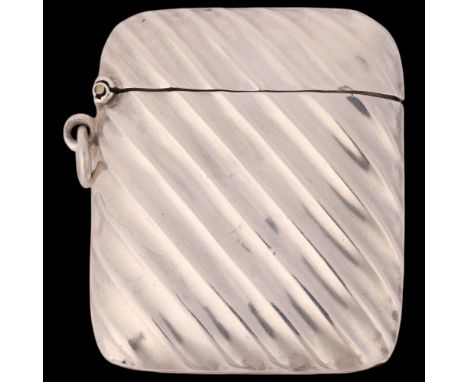 A Victorian silver Vesta case, L Spiers, Birmingham 1890, rectangular form with fluted decoration and gilt interior, 5.5cm x 