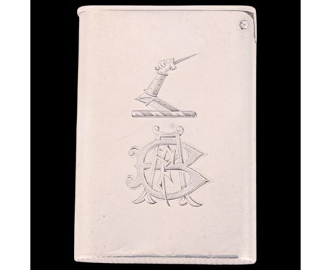 SAMPSON MORDAN & CO - a Victorian silver Vesta case, London 1884, rounded rectangular form with gilt interior, 4cm x 3cm, 14.