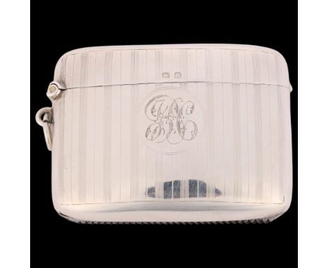 A George V silver 'Double Compartment' Vesta case, William Henry Sparrow, Birmingham 1911, curved rectangular form with allov