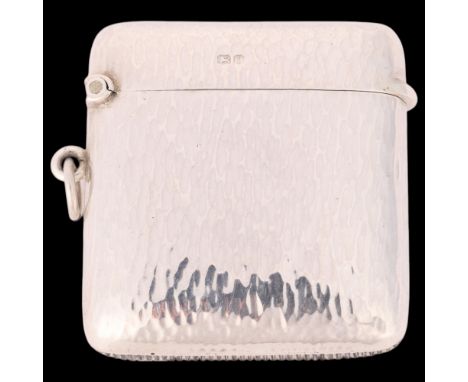 An Edwardian silver Vesta case, A&J Zimmerman Ltd, Birmingham 1908, square form with textured decoration and gilt interior, 5