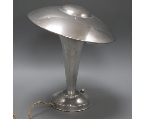 An Art Deco chrome mushroom desk lamp