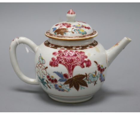 An 18th century Chinese famille rose teapot height 13cm