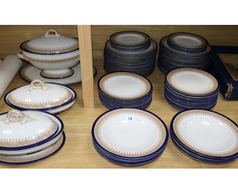 A Royal Worcester blue edged piece part dinner service