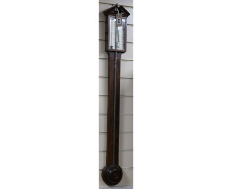 A George III mahogany stick barometer, by D. Ostelli, Marlborough, W.14cm