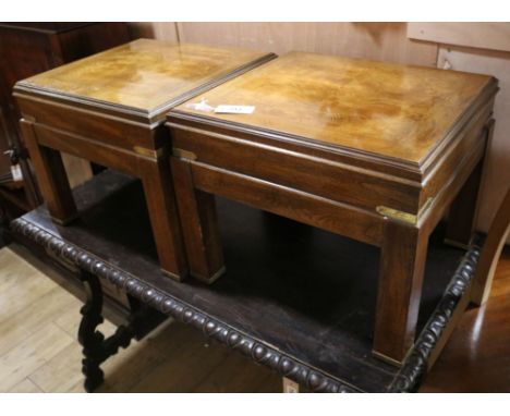 A pair of American oak lamp tables W.51cm